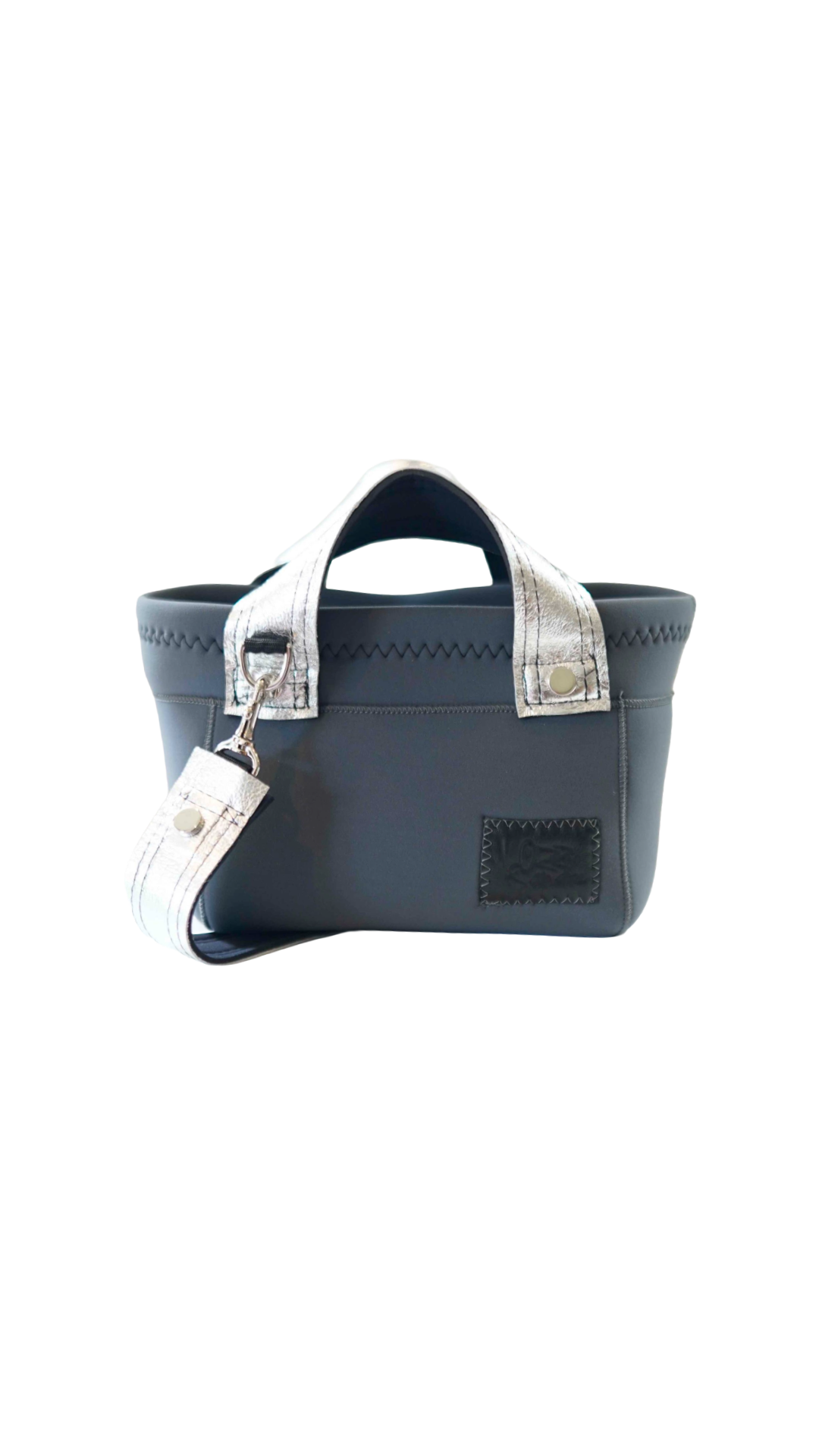 Pre-Order｜Leather Mix Mini Tote Bag – Charcoal Grey