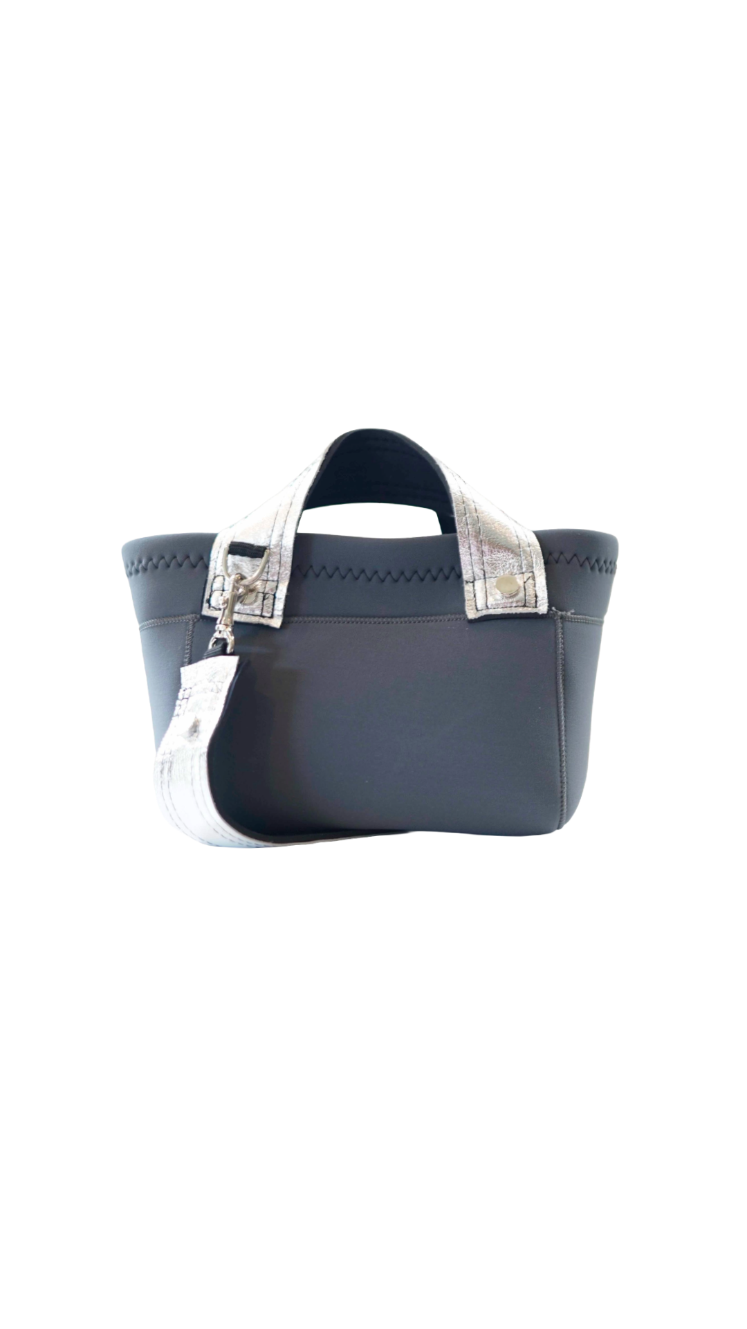 Pre-Order｜Leather Mix Mini Tote Bag – Charcoal Grey