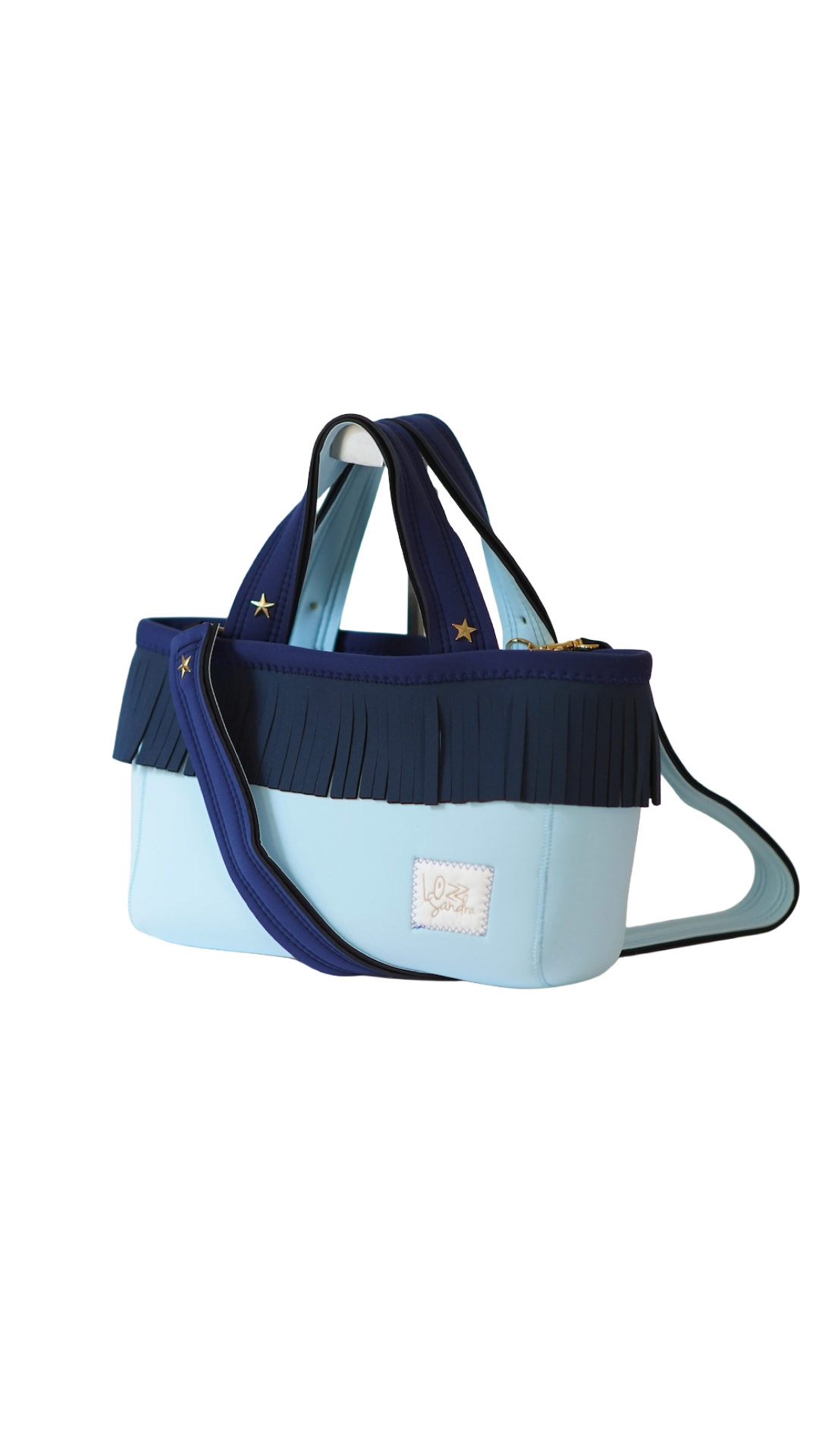 Pre-Order｜Fringe Tote Bag – Deep & Light Blue / Star Gold