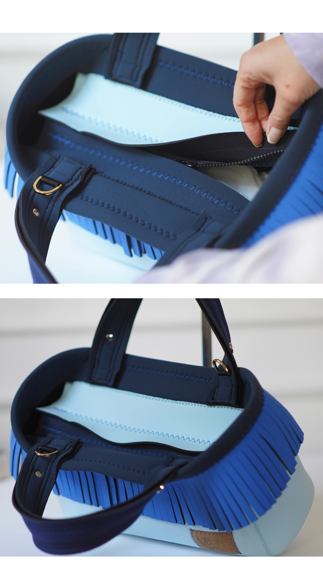 Pre-Order｜Fringe Tote Bag – Royal & Ice Blue / Silver Studs