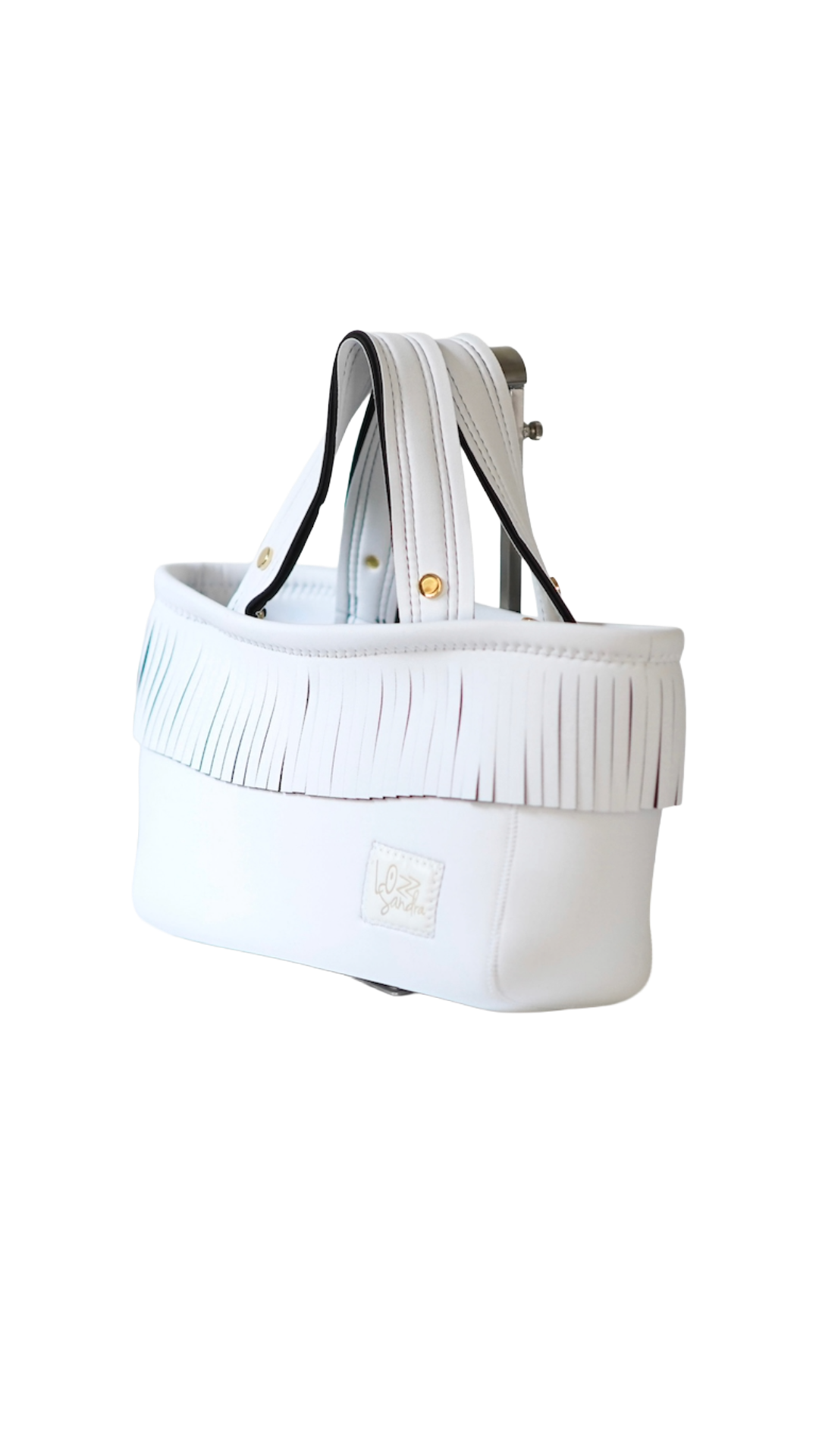 Pre-Order｜Fringe Tote Bag – White / Gold Studs