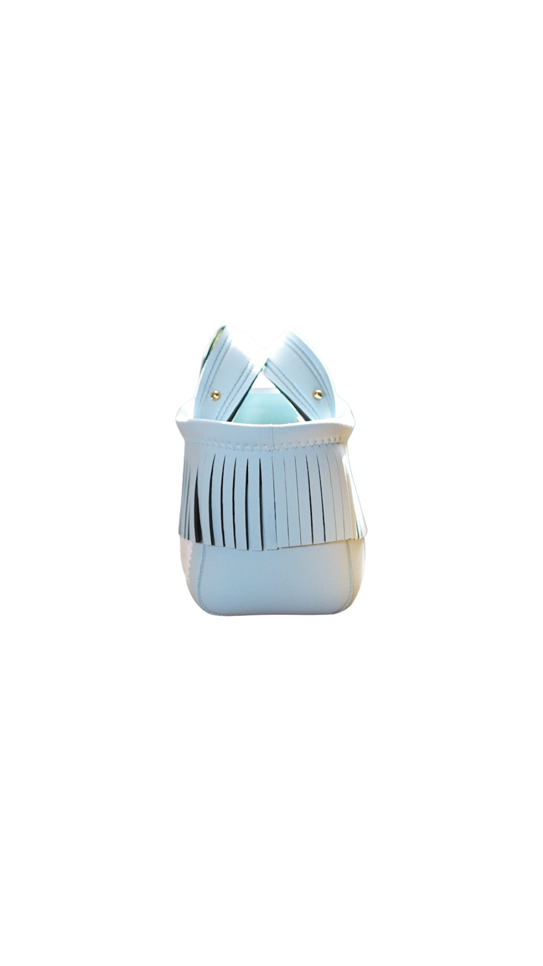 Pre-Order｜Mini Fringe Tote Bag – Light Blue × Yellow Accent / Gold Studs