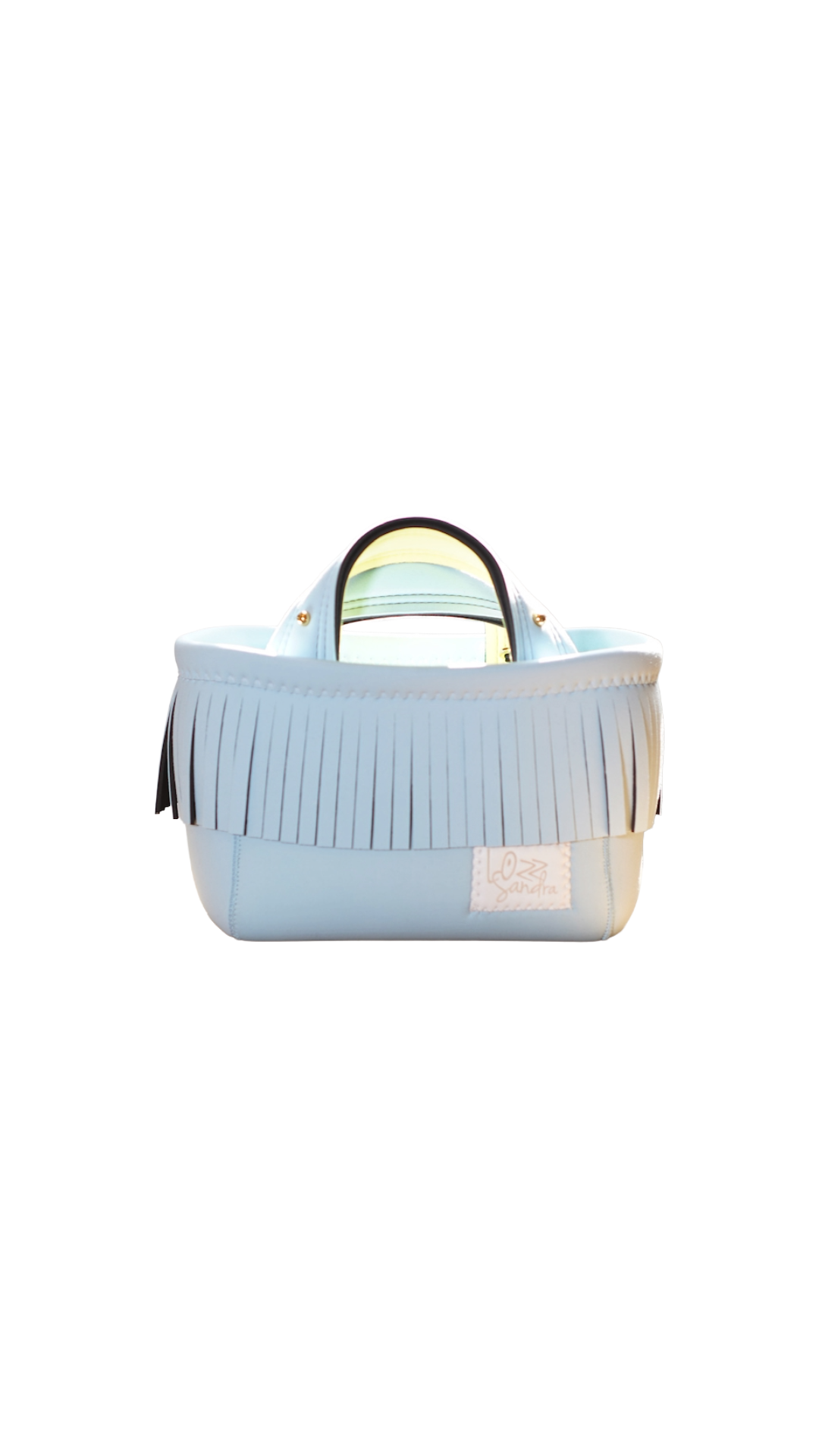 Pre-Order｜Mini Fringe Tote Bag – Light Blue × Yellow Accent / Gold Studs