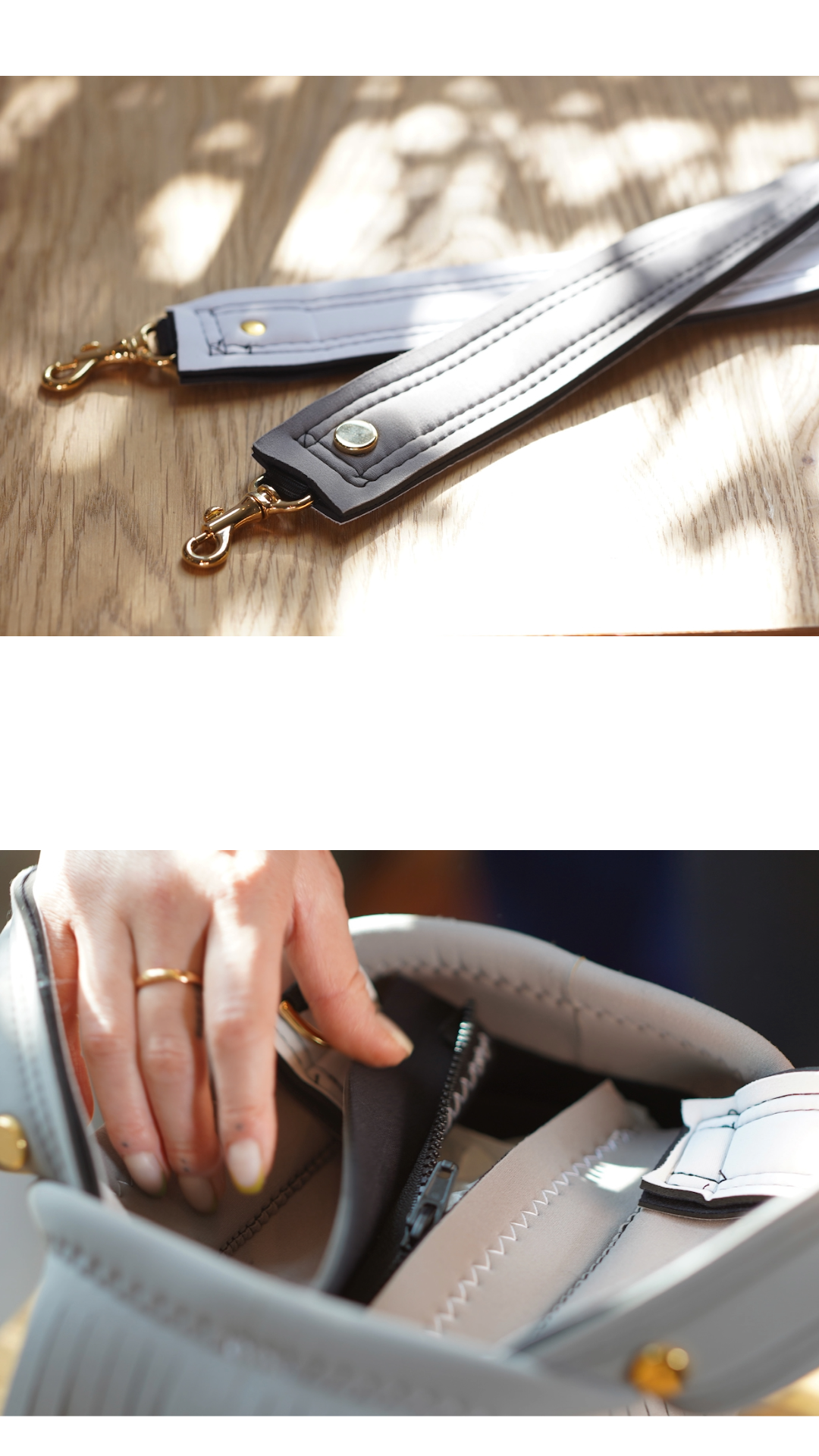 Pre-Order｜Mini Fringe Tote Bag – Grey × White Accent / Gold Studs