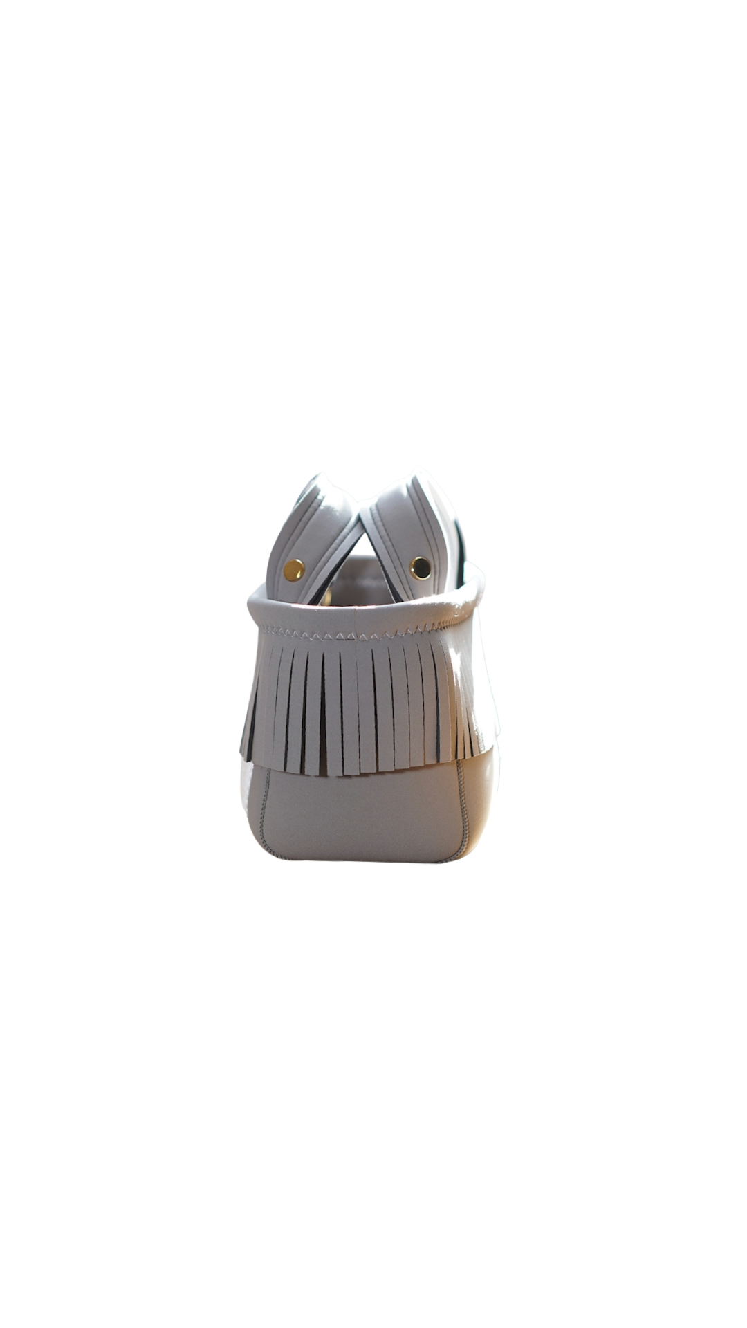 Pre-Order｜Mini Fringe Tote Bag – Grey × White Accent / Gold Studs