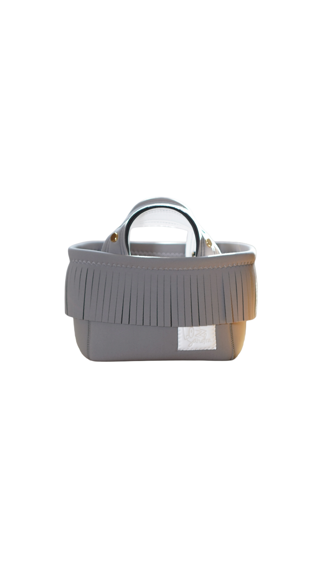 Pre-Order｜Mini Fringe Tote Bag – Grey × White Accent / Gold Studs