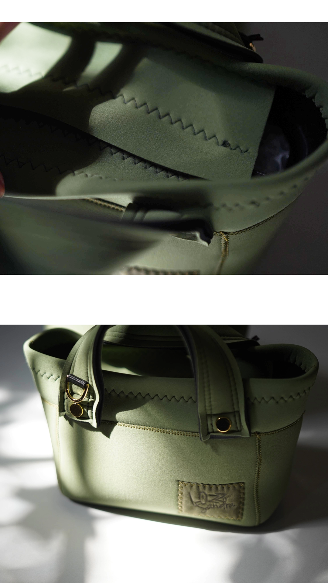 Pre-Order｜Mini Tote Bag – Khaki / Gold Studs