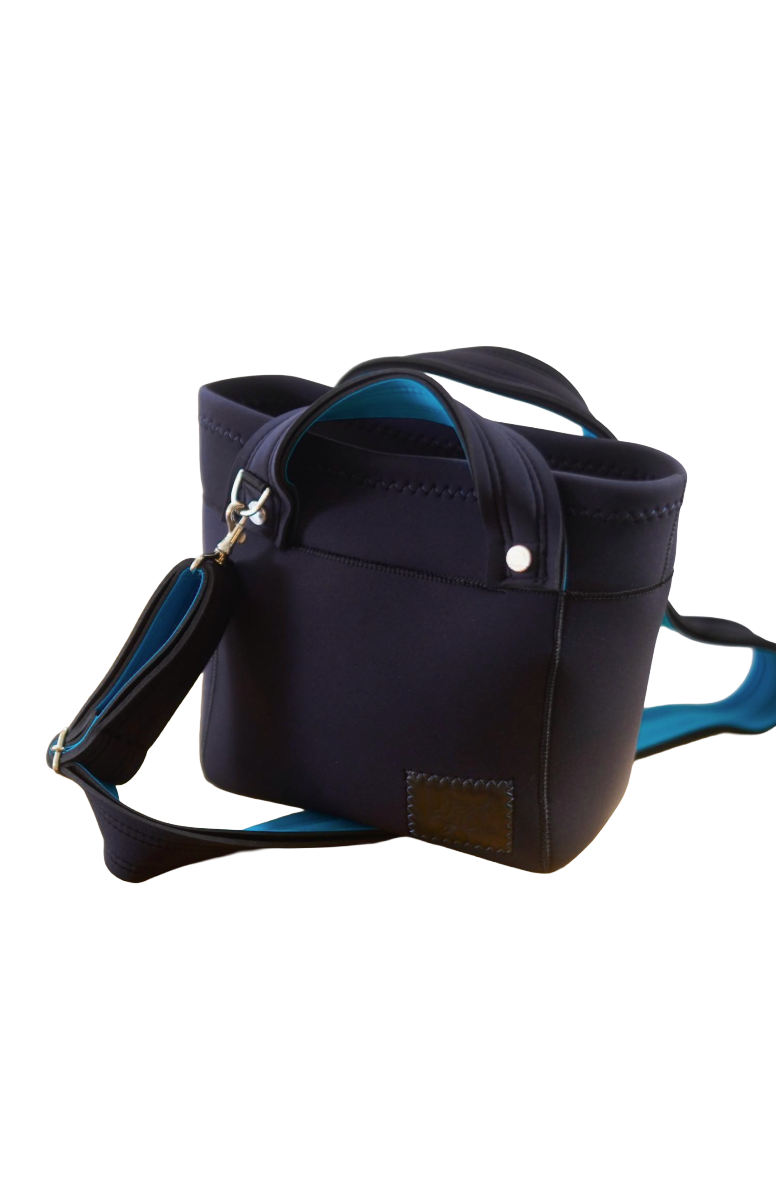 Pre-Order｜Tall Tote Bag – Black / Aqua Blue