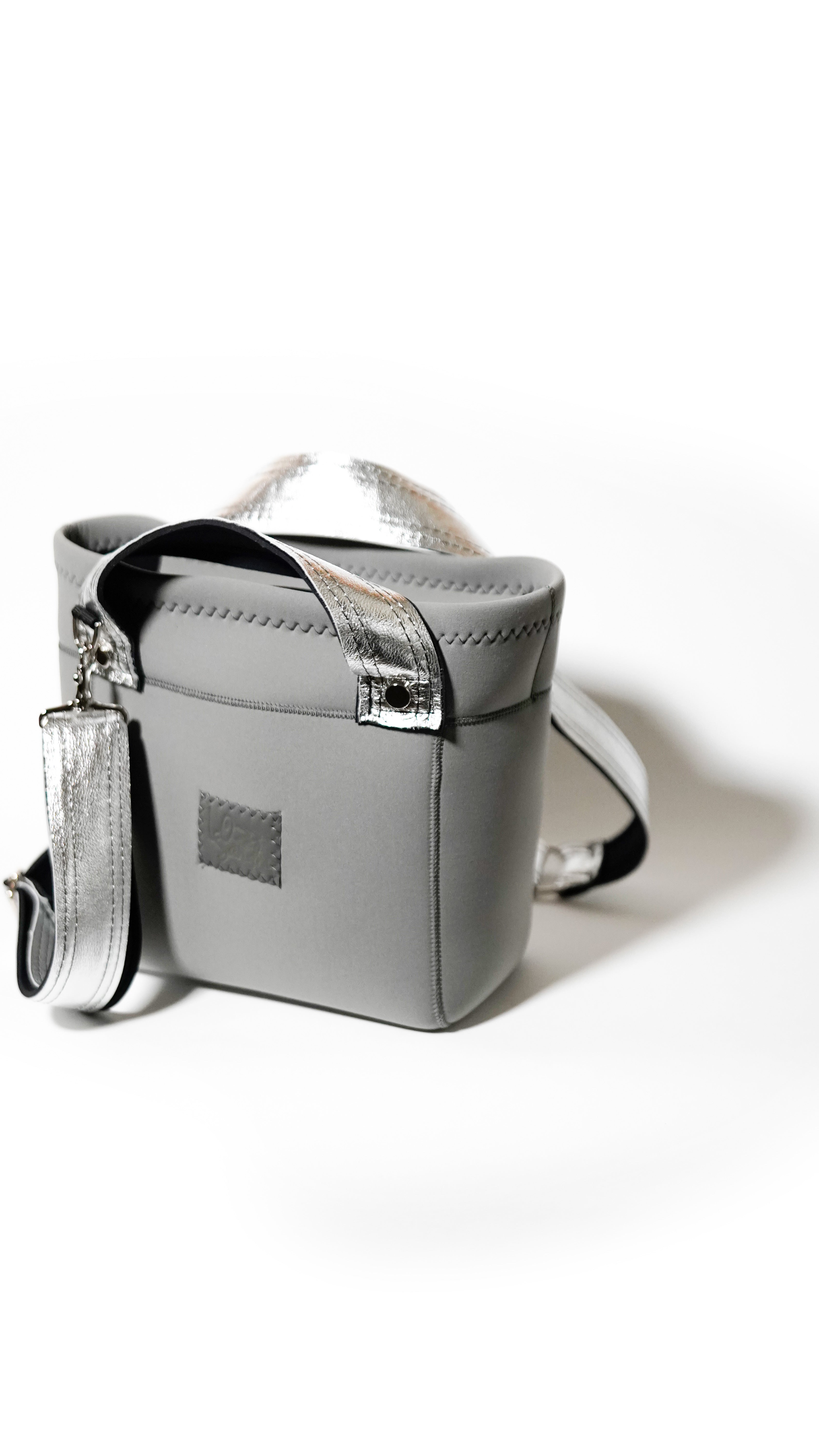 Silver Leather Mix _Tall Tote Bag