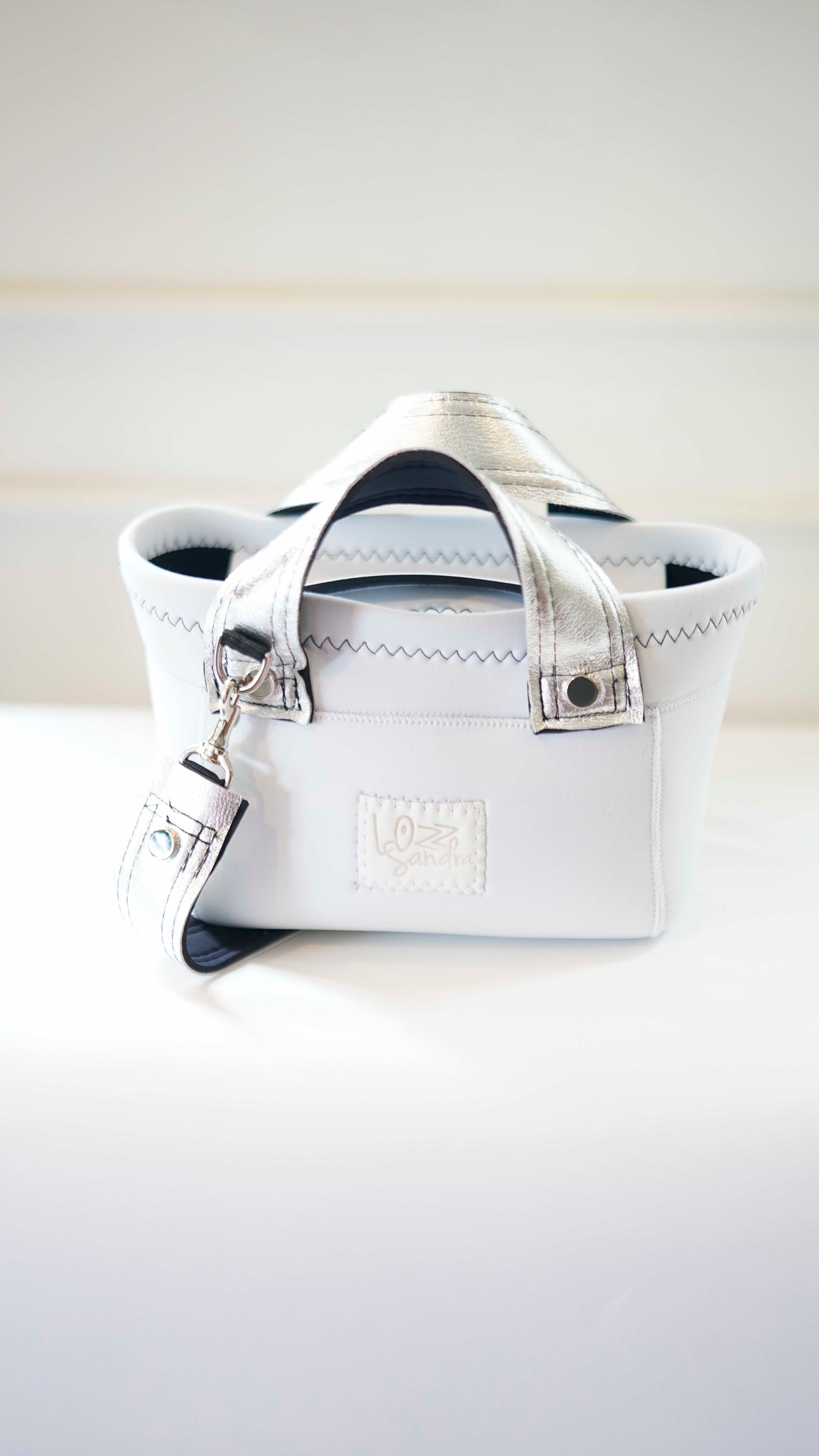 Pre-Order｜Leather Mix Mini Tote Bag – White
