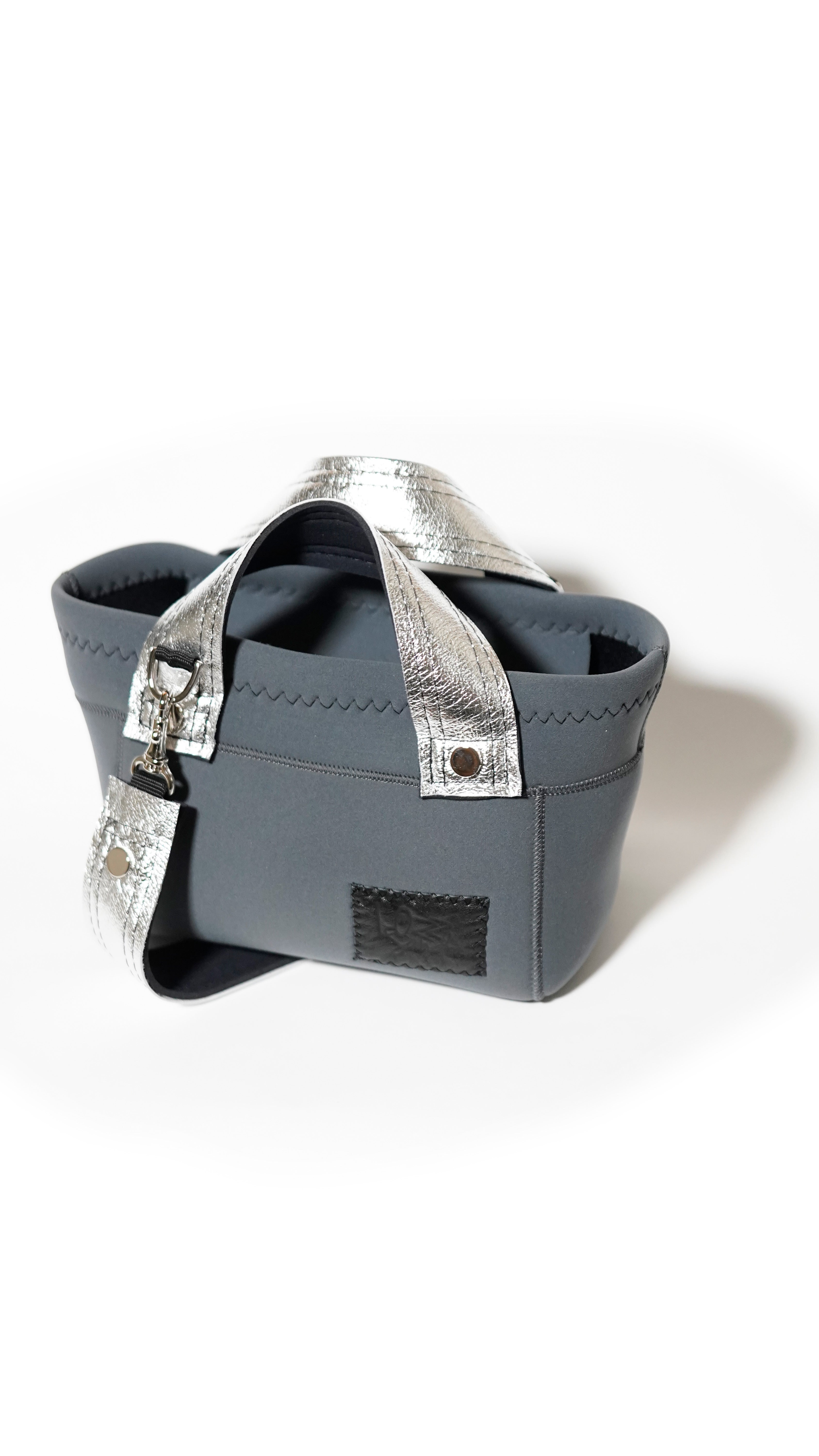 Silver Leather mix Minitotebag