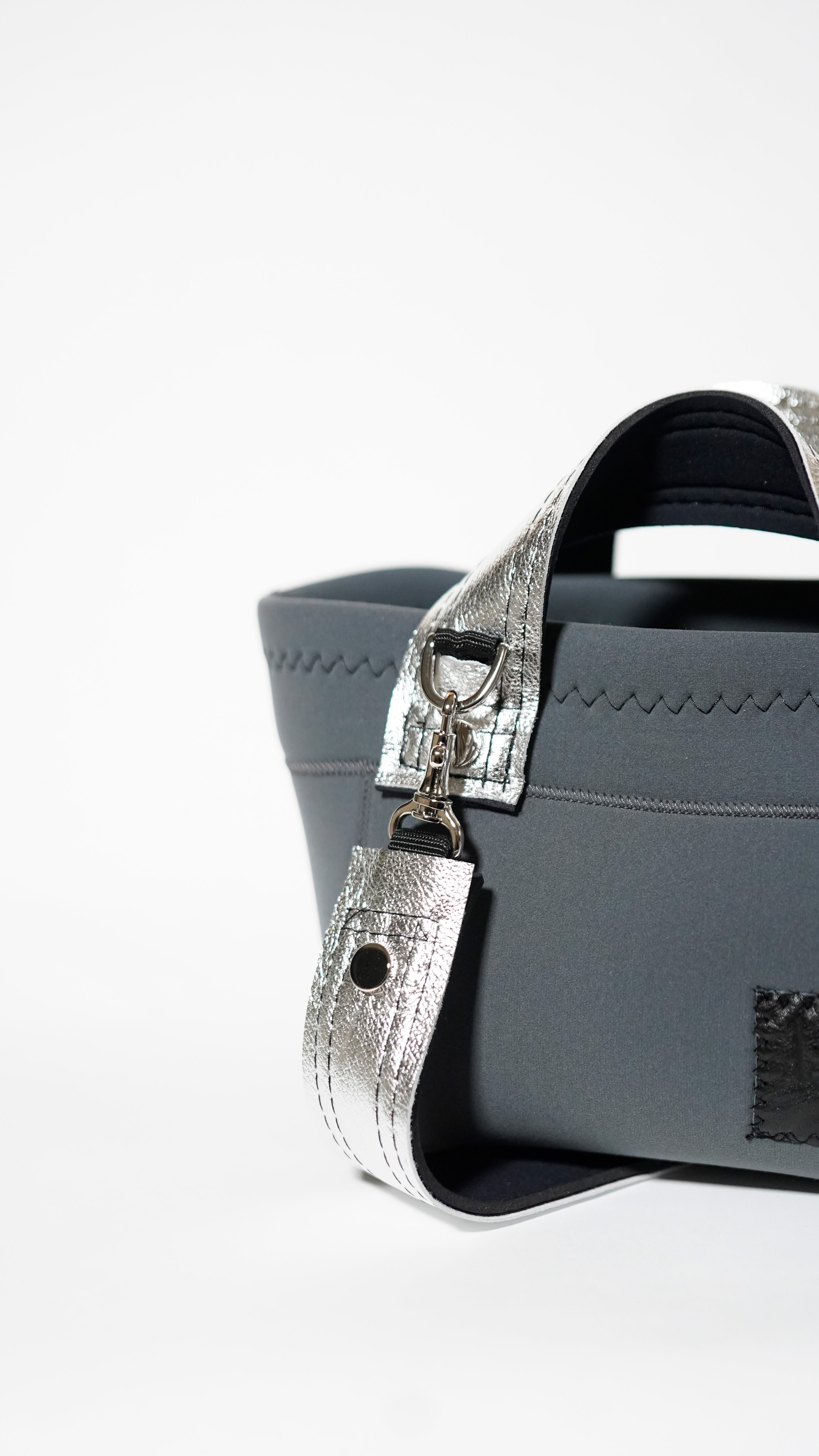 Silver Leather mix Minitotebag