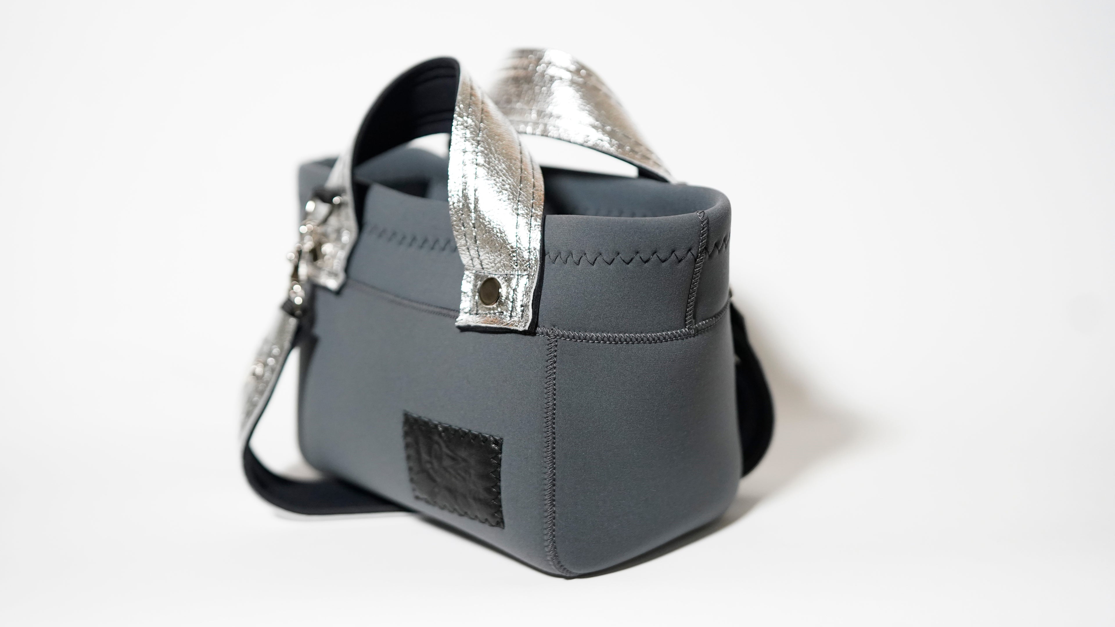 Silver Leather mix Minitotebag