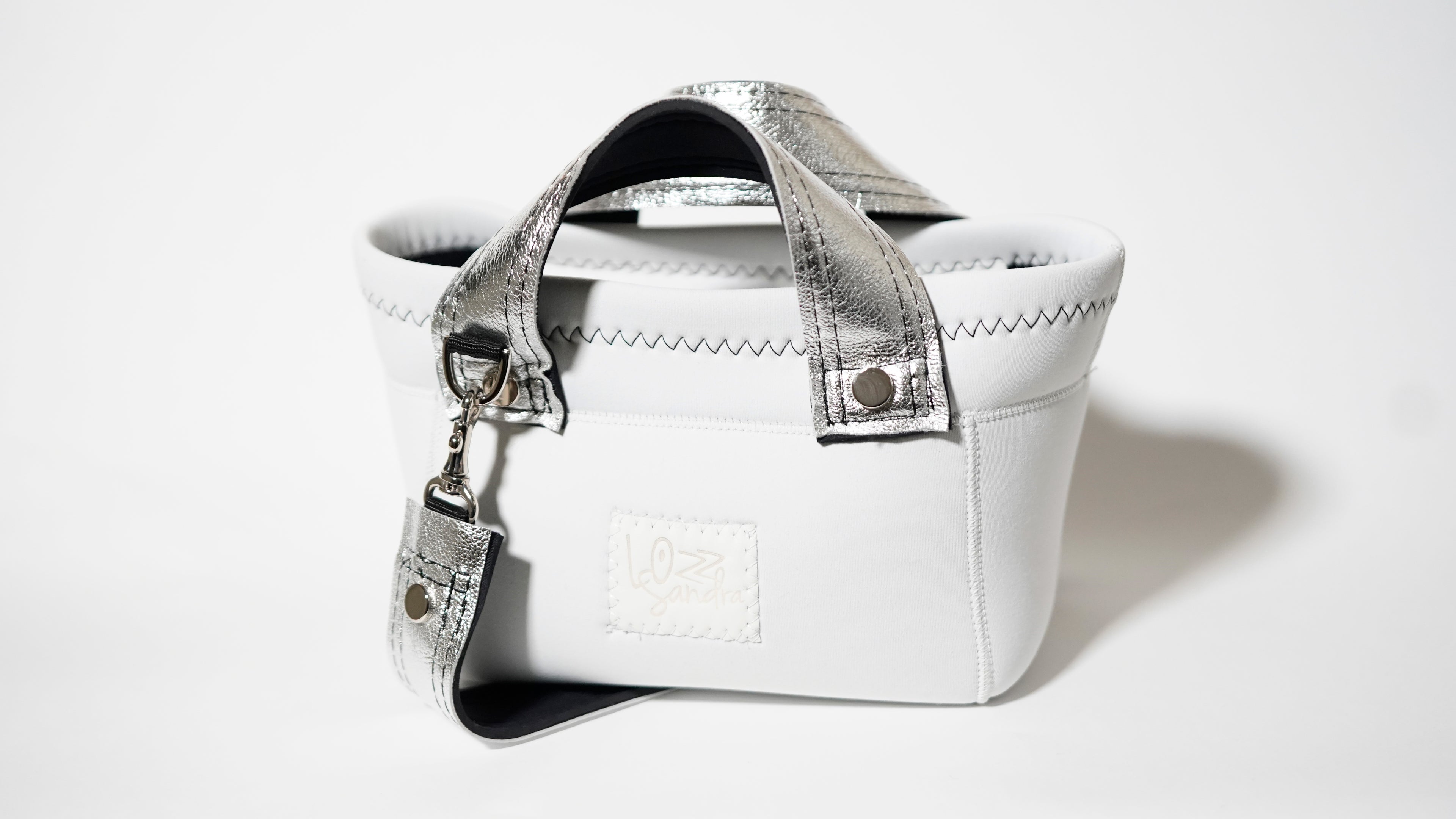 Silver Leather mix Minitotebag