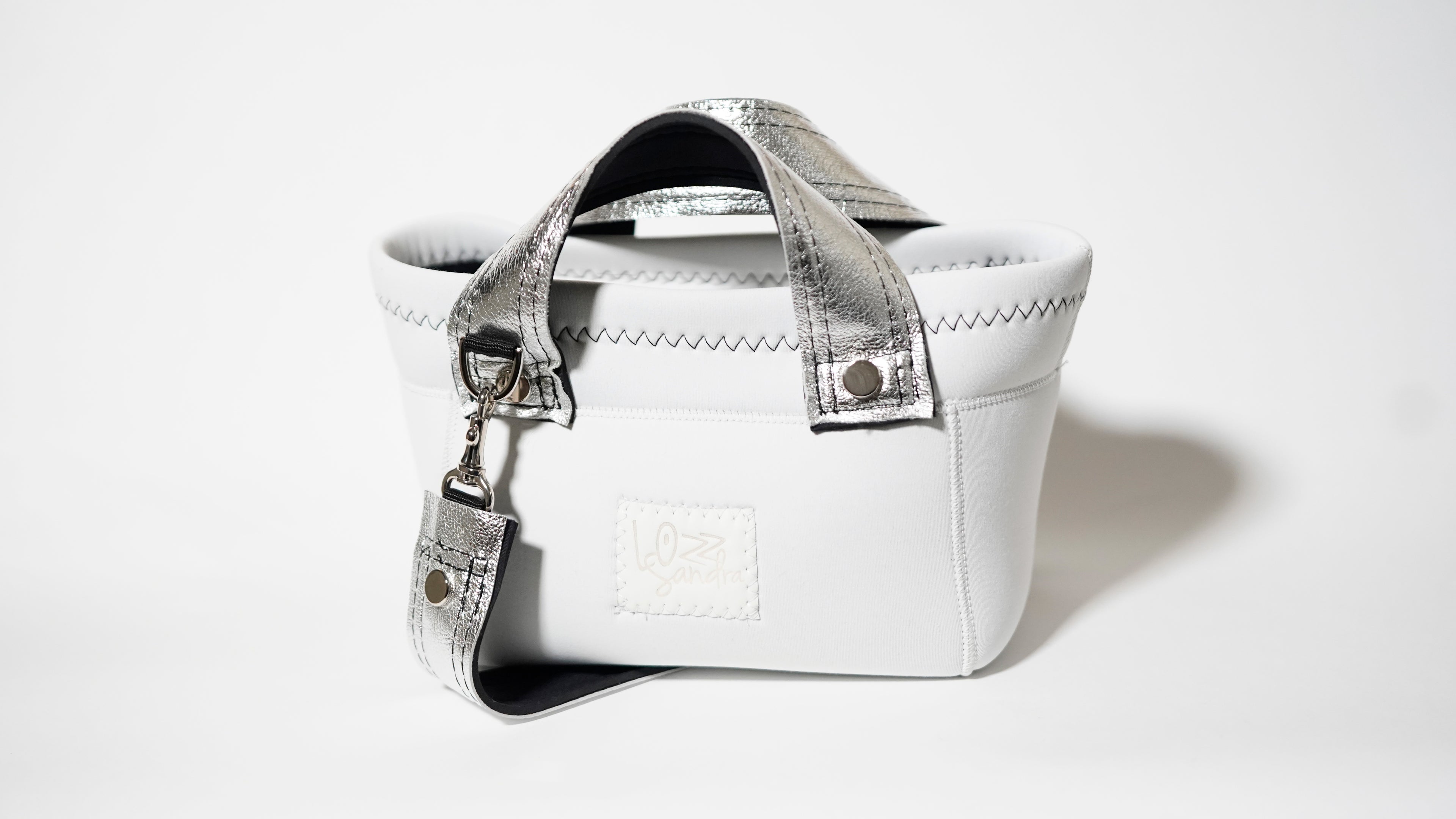 Silver Leather mix Minitotebag