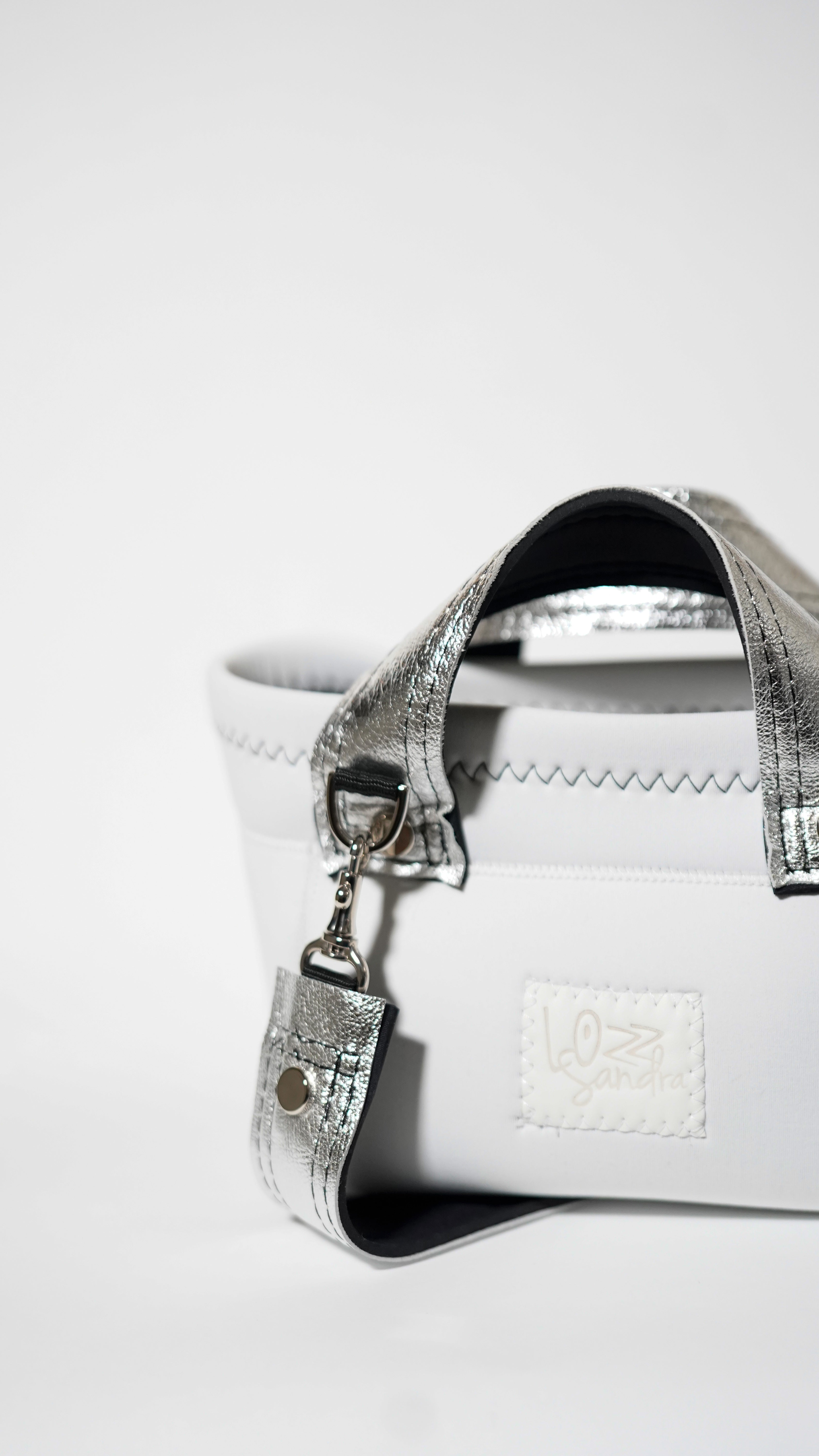 Silver Leather mix Minitotebag