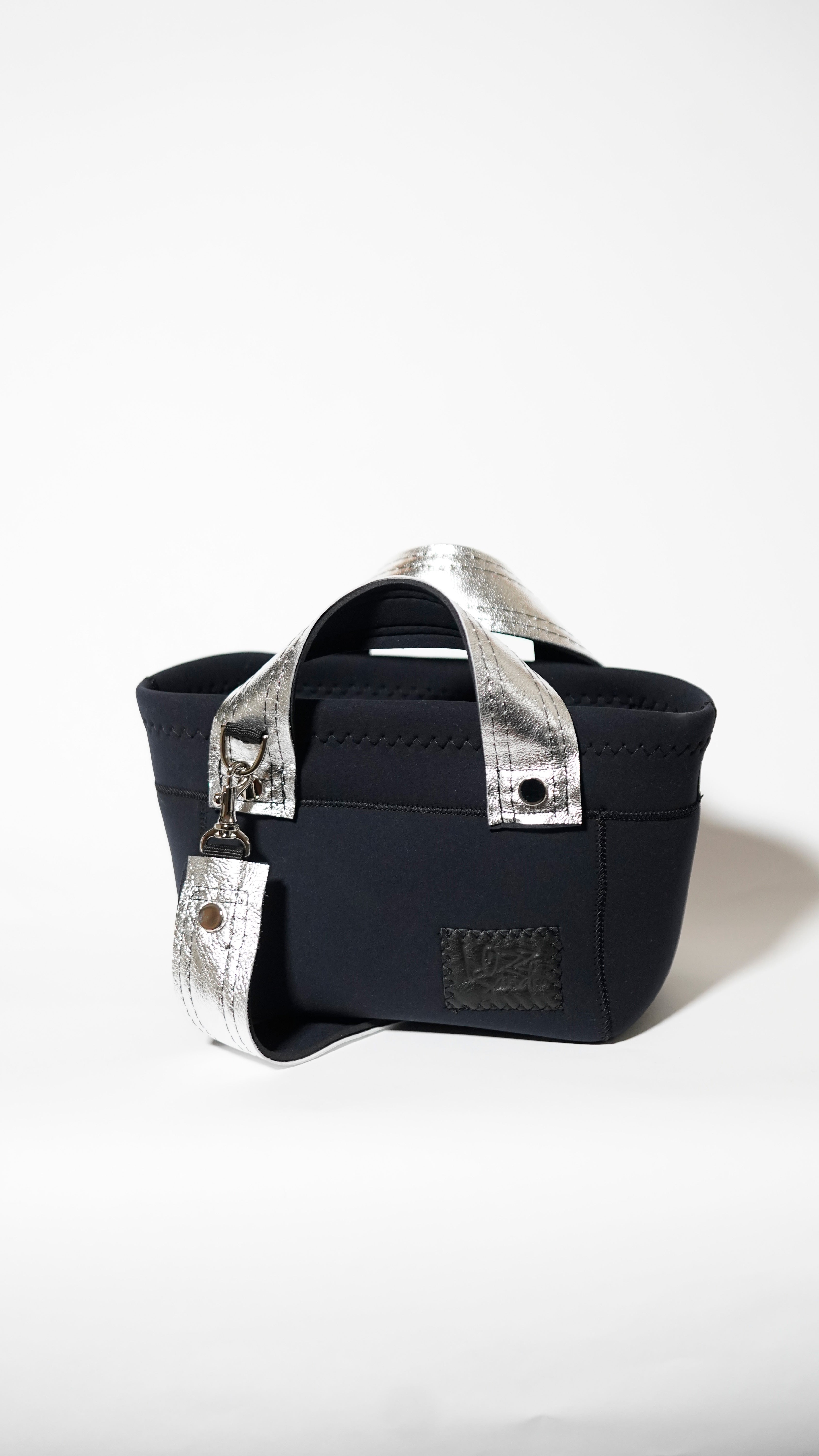 Silver Leather mix Minitotebag