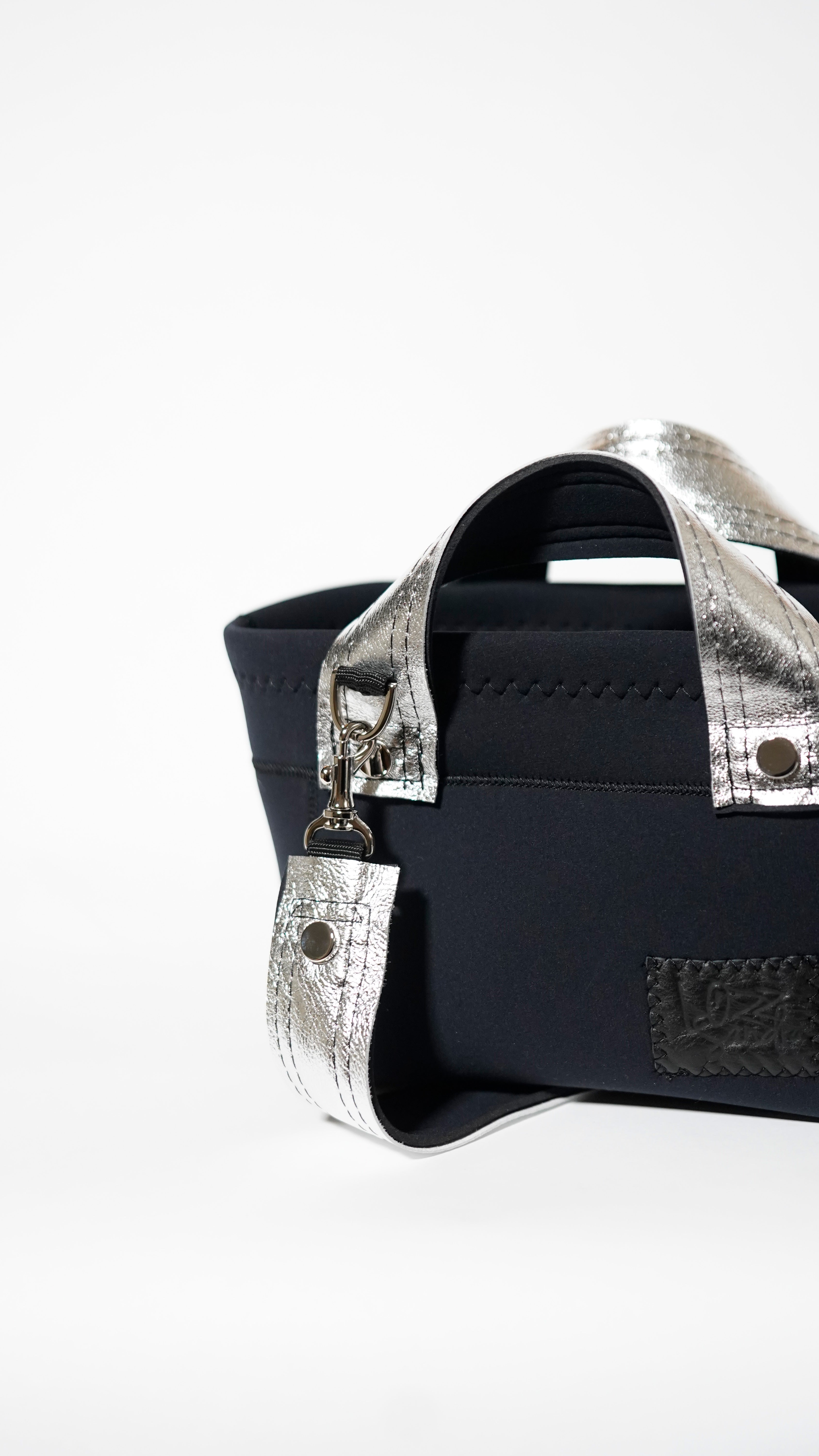 Silver Leather mix Minitotebag